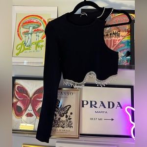 Zara One shoulder sparkle crop top